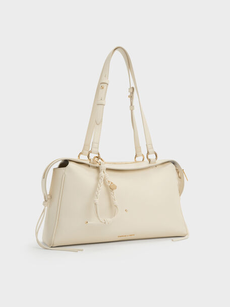 Haylen Braided-Charm Tote Bag, Cream, hi-res