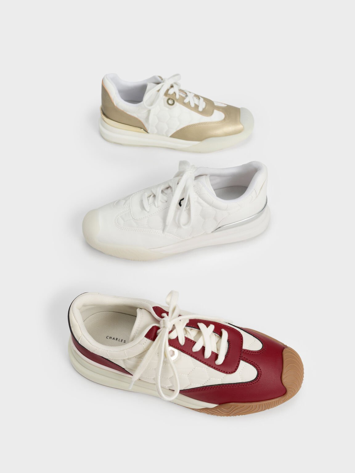 Nylon Low-Top Sneakers, White, hi-res