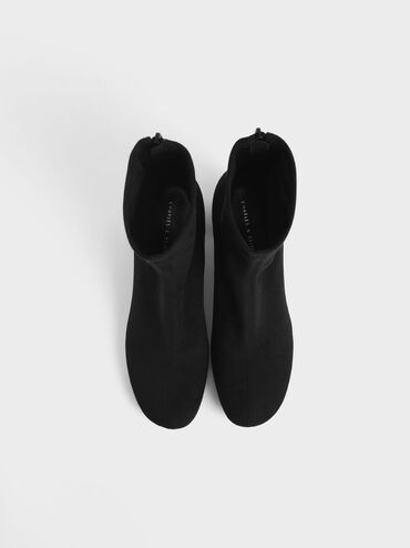 Textured Block Heel Ankle Boots, Black Textured, hi-res