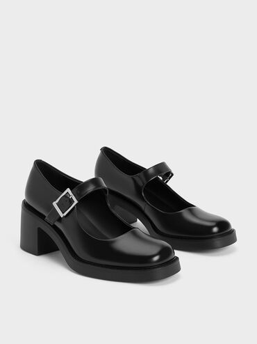 Hester Mary Jane Block-Heel Pumps, Black Box, hi-res