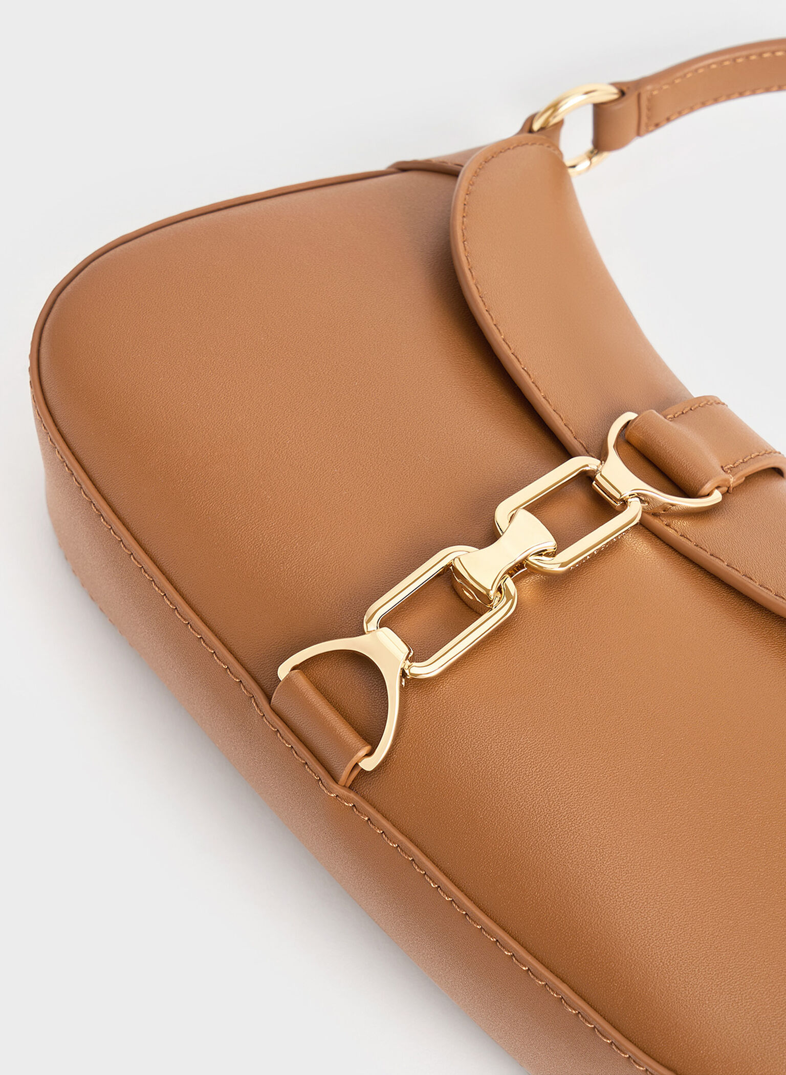 Agatha Chain-Accent Hobo Bag, Brown, hi-res