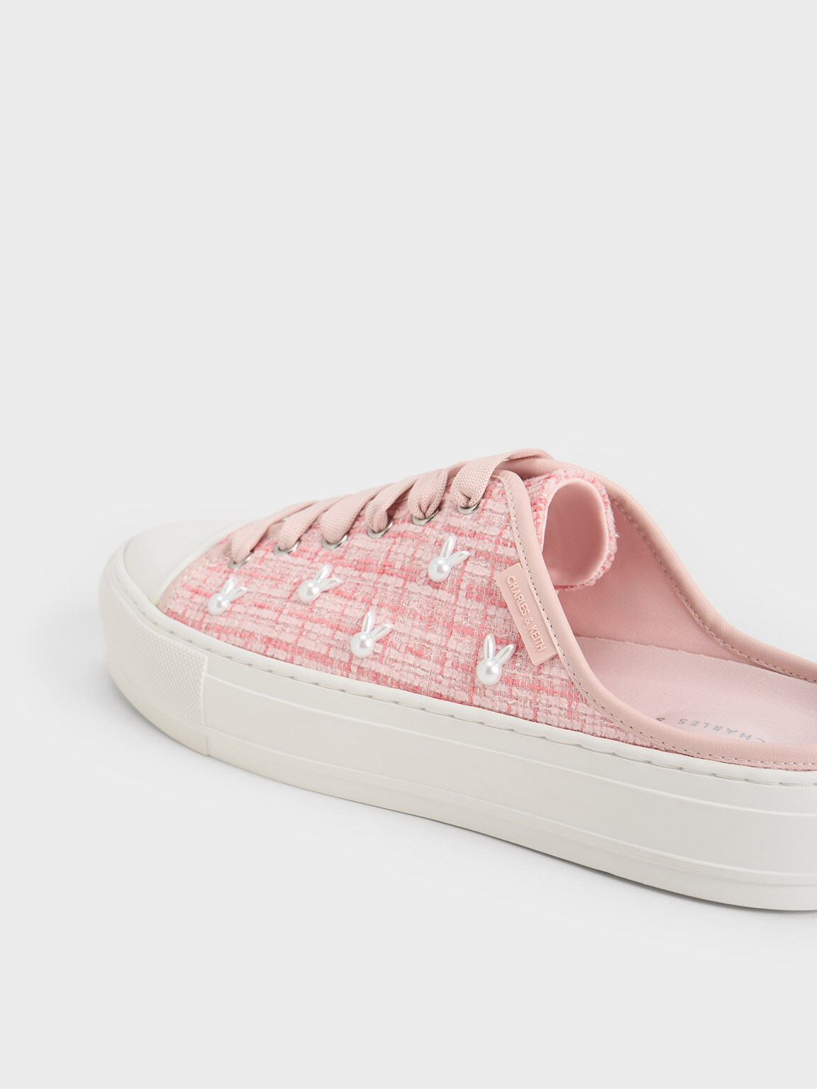 Bunny Tweed Slip-On Sneakers, Pink, hi-res
