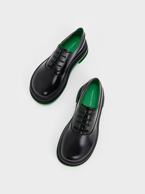 Striped Platform Oxfords, Black, hi-res