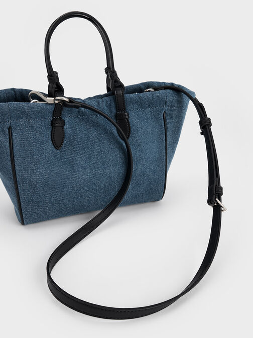 Babylon Denim Drawstring Tote Bag, Denim Blue, hi-res