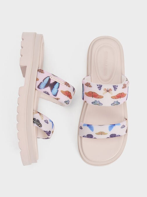 Tattie Butterfly-Print Puffy-Strap Sandals, Multi, hi-res
