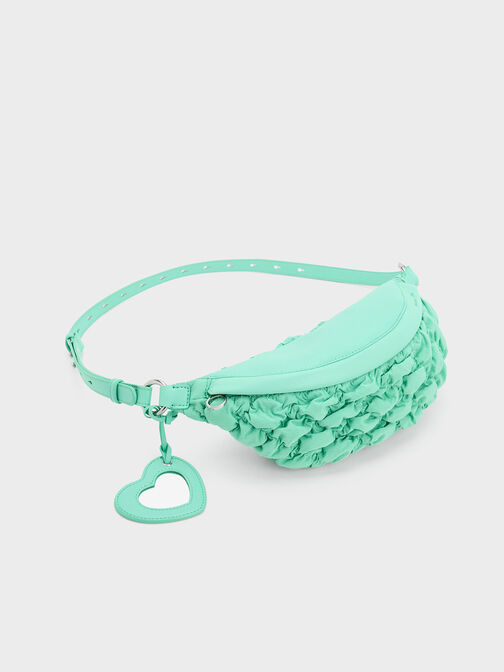 Ruched Nylon Bum Bag, Mint Green, hi-res