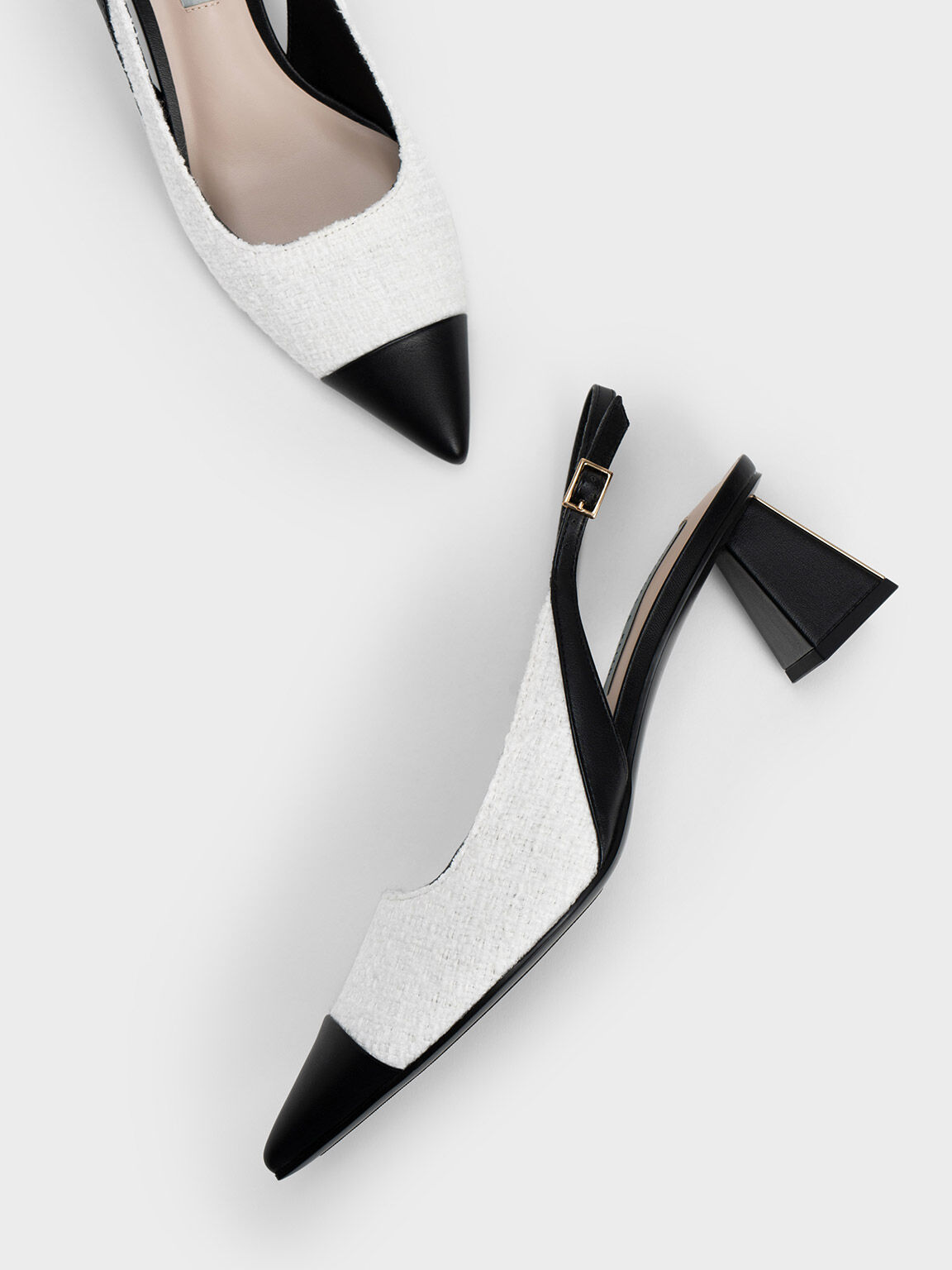 White pointed top toe slingback