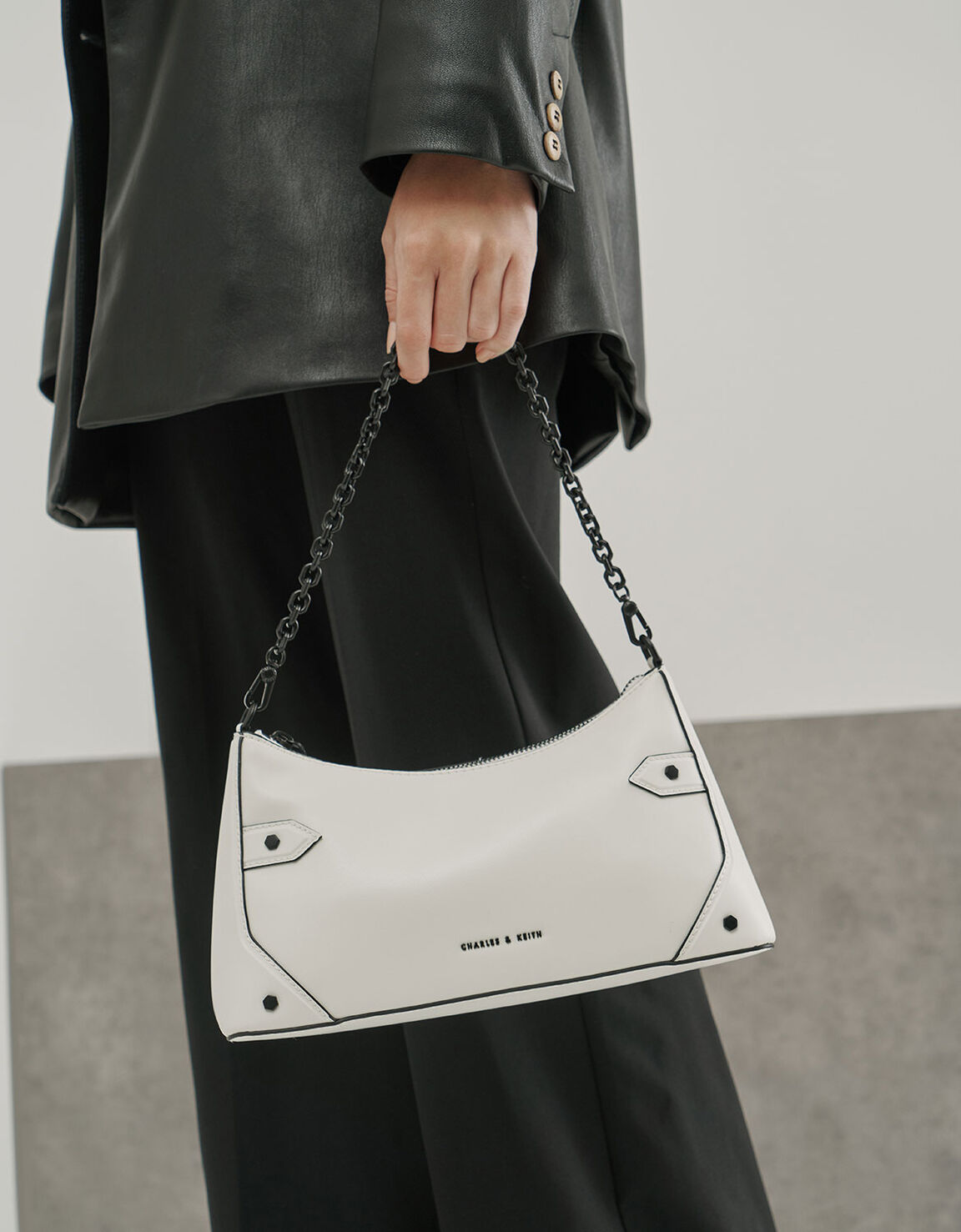 White Chain Handle Bag - CHARLES  KEITH VN