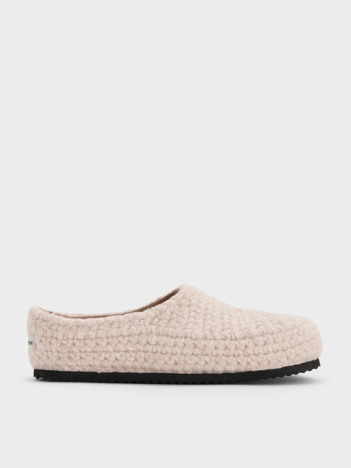 Crochet Flat Mules, Chalk, hi-res