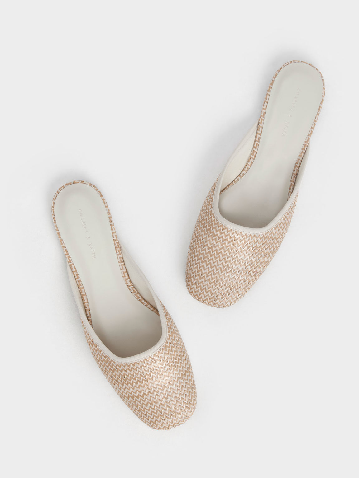 Square-Toe Flat Mules, Beige, hi-res