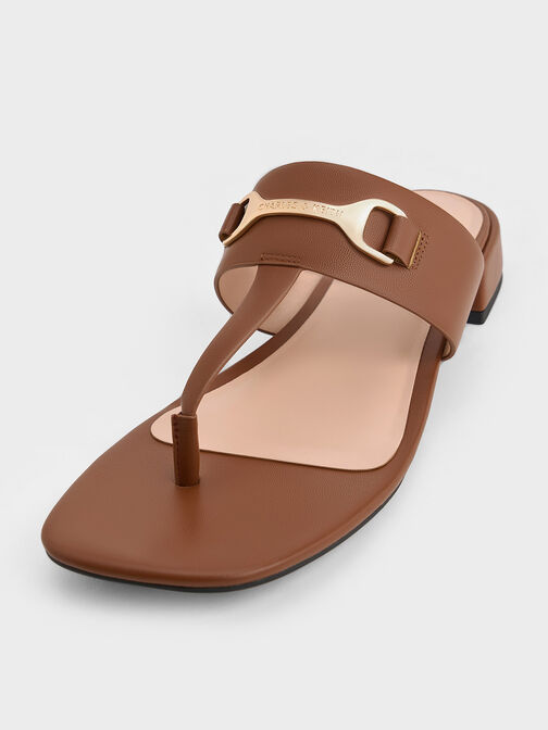 T-Bar Metallic Accent Thong Sandals, Cognac, hi-res