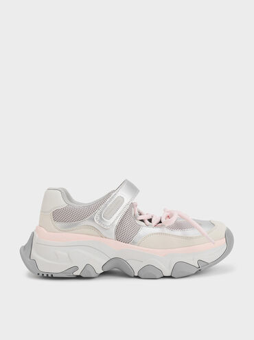Gaskell Metallic Mesh Mary Jane Sneakers, Light Pink, hi-res