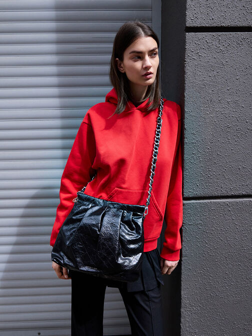 Bolso hobo Duo con doble cadena, Noir, hi-res