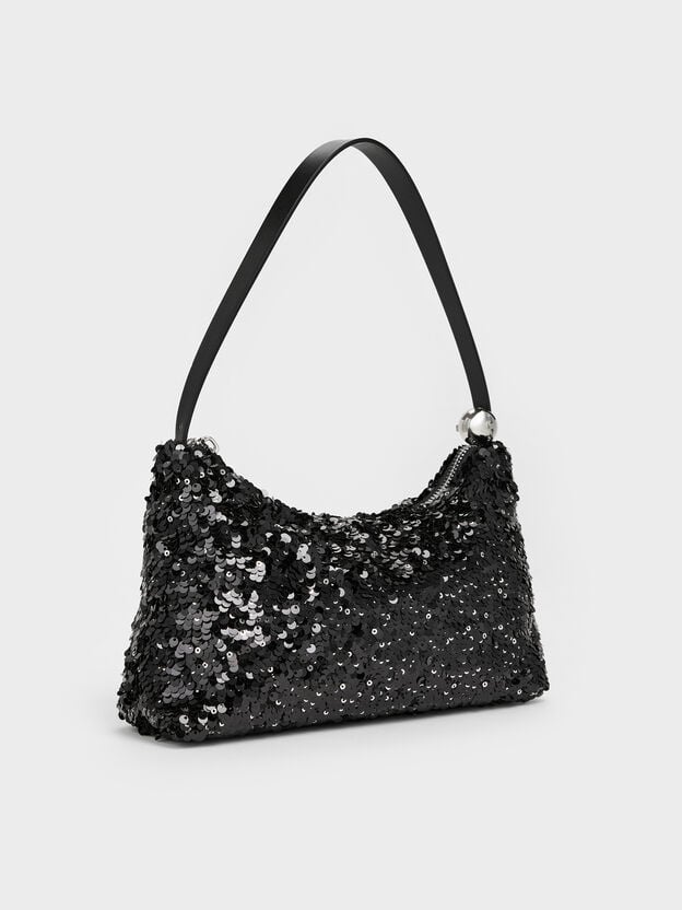 Bolso de doble uso con lentejuelas Jesmyn, Noir, hi-res