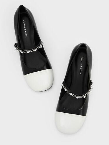 Beaded Chain-Link Mary Janes, Black, hi-res