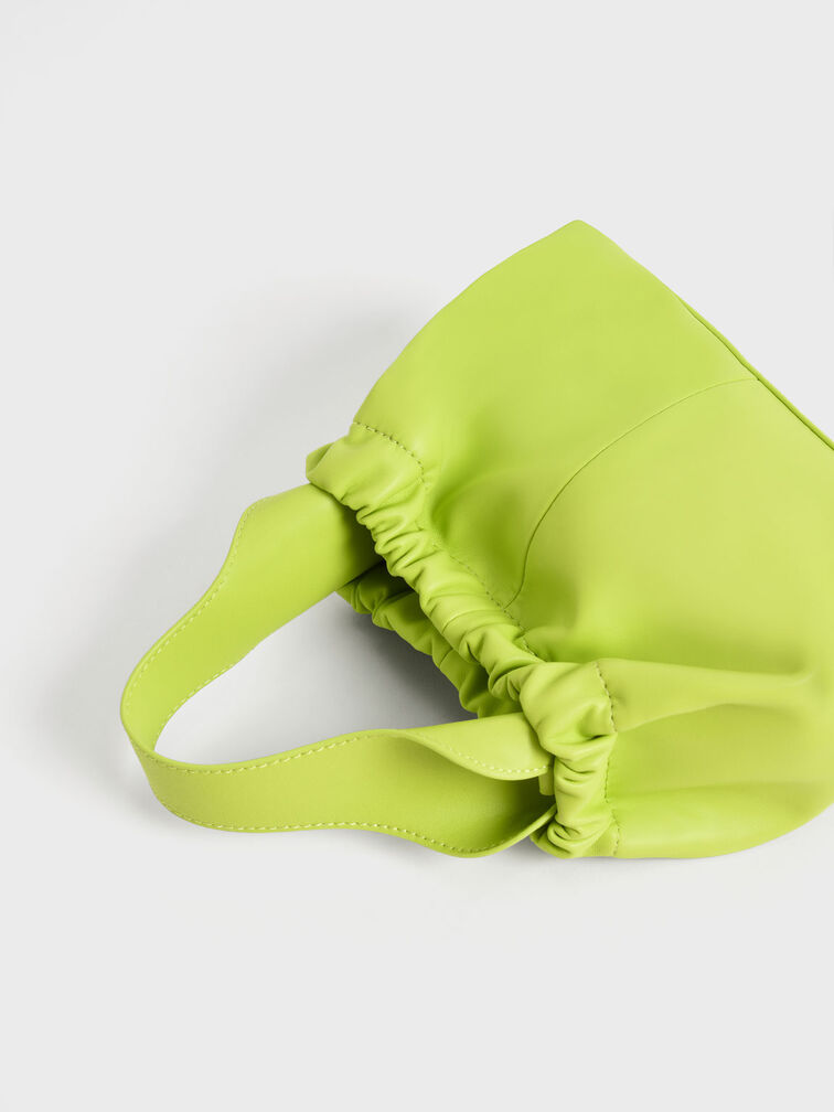 Ally Ruched Slouchy Bag, Lime, hi-res