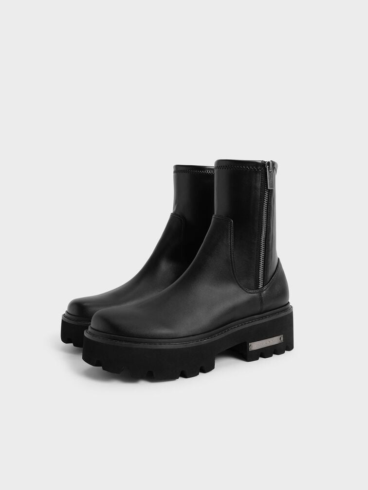 Side-Zip Ankle Boots, Black, hi-res