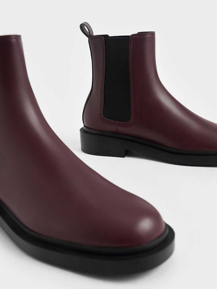Chelsea Block-Heel Boots, Burgundy, hi-res