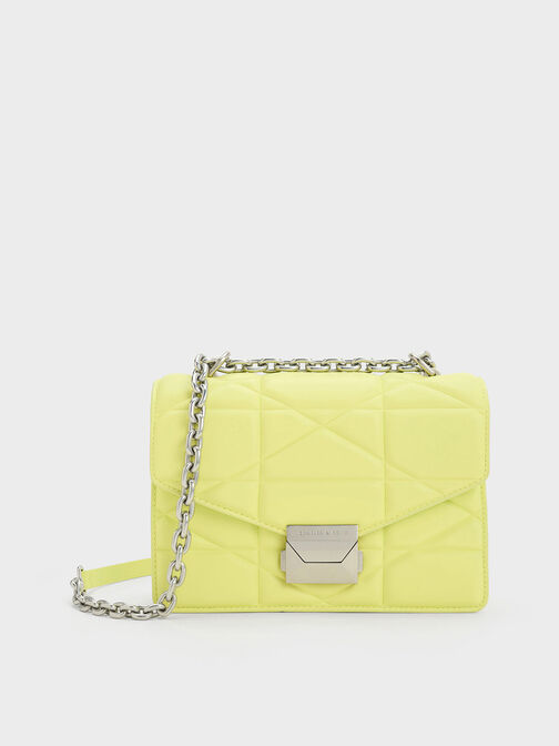 Blanche Chevron Chain Handle Bag, Butter, hi-res