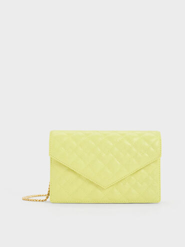 Duo Quilted Envelope Clutch, Butter, hi-res