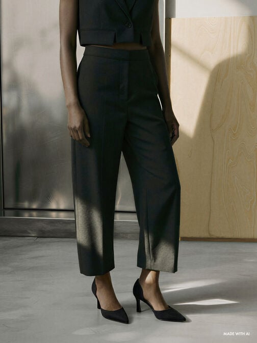 Kerra Twill Pointed D'Orsay Pumps, Black Textured, hi-res