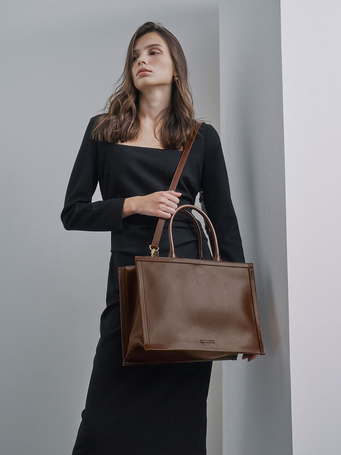 Charlot Tote Bag, Dark Brown, hi-res