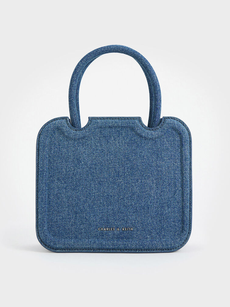 Perline Denim Sculptural Top Handle Bag, Denim Blue, hi-res