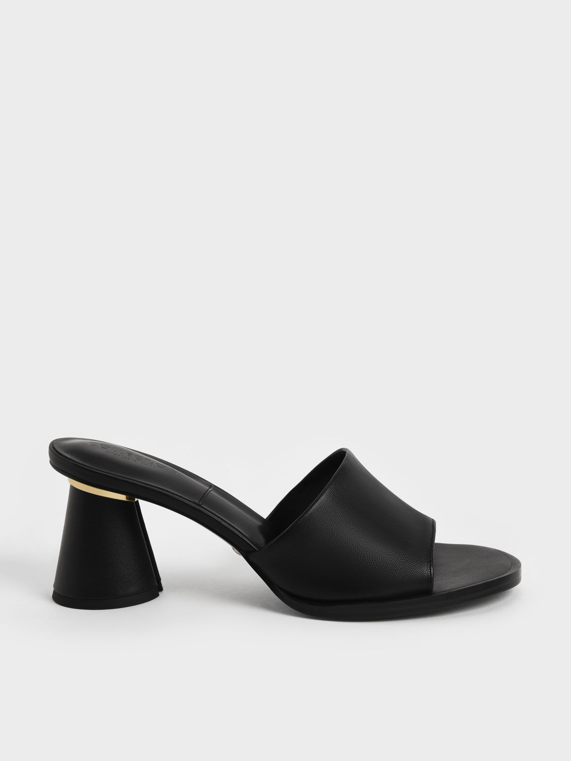 Medina Leather Cylinder Heel Mules, Black, hi-res