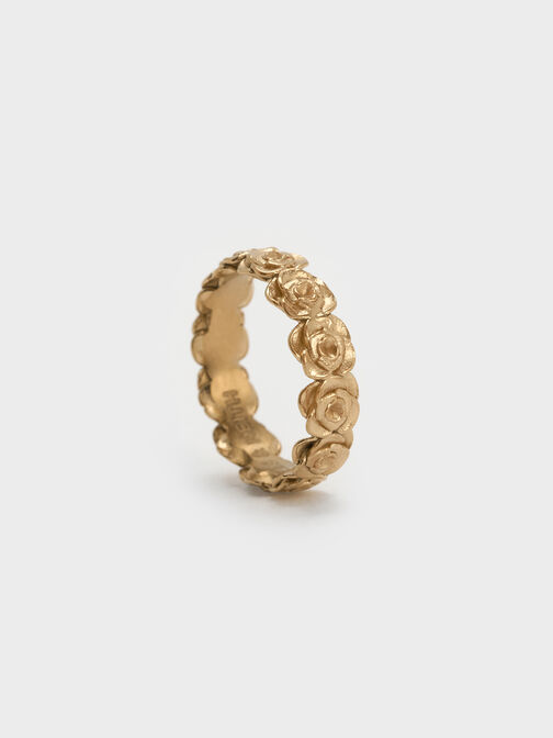 Rosalind Flower-Motif Ring, Brush Gold, hi-res
