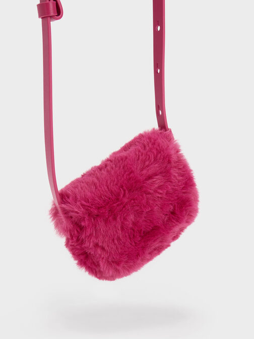 Girls' Furry Lotso Mini Bag, Fuchsia, hi-res