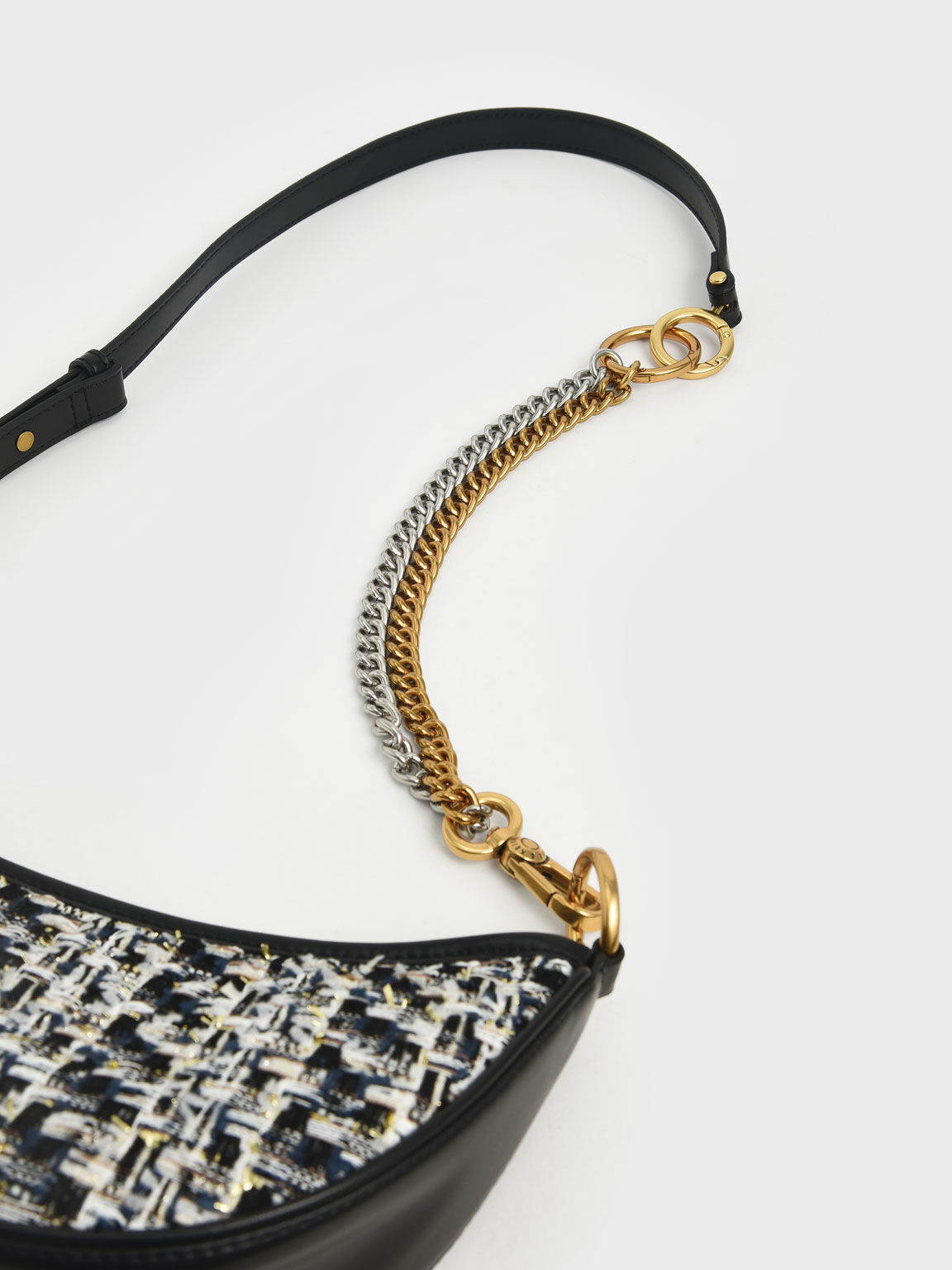 Dancer Tweed Crescent Crossbody Bag, Navy, hi-res