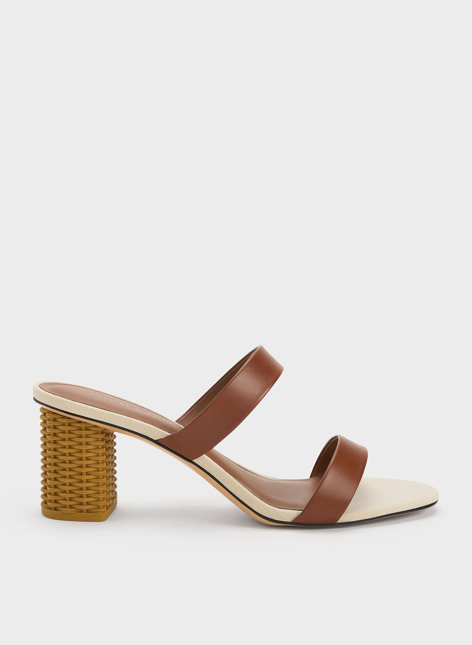 Rattan Block Heel Sandals, Cognac, hi-res