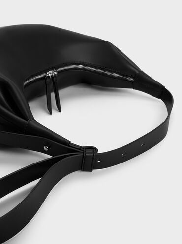 Odella Curved Hobo Bag, Noir, hi-res