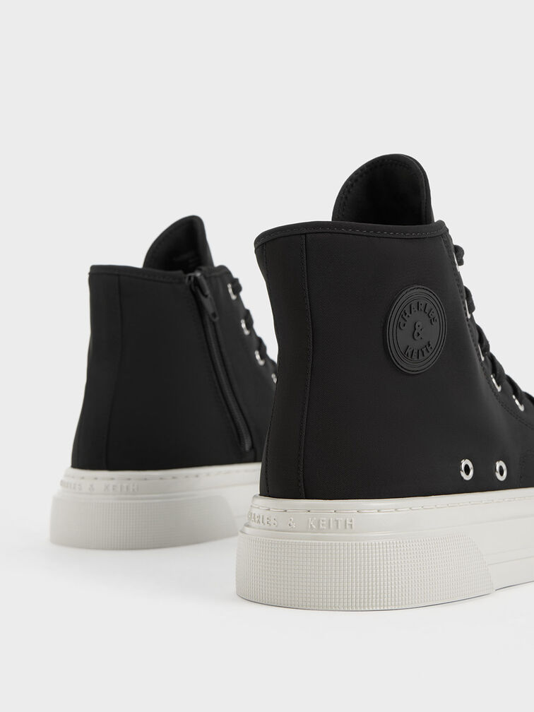 Kay Nylon Two-Tone High-Top Sneakers, Black Textured, hi-res