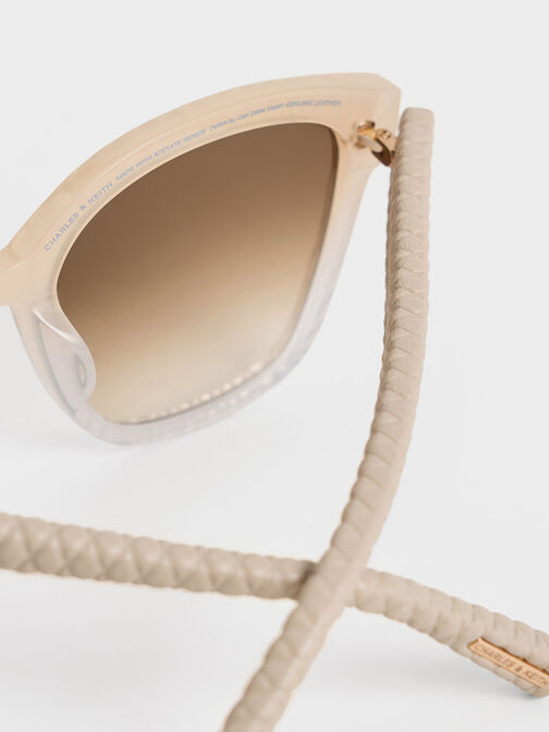 Gafas de sol de acetato reciclado y cuero efecto acolchado, Multicolor, hi-res