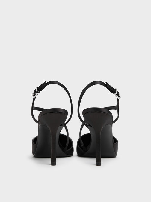 Cordelia Pointed Slingback Pumps, Black Textured, hi-res