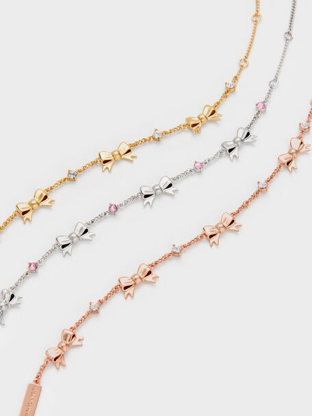Paige Bow Crystal Bracelet, Rose Gold, hi-res