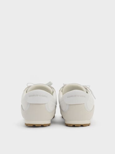 Nylon Contrast-Panel Lace-Up Sneakers, White, hi-res