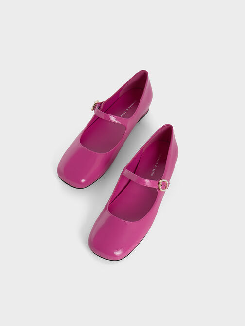 鑲鑽釦環瑪莉珍鞋, 紫紅色, hi-res