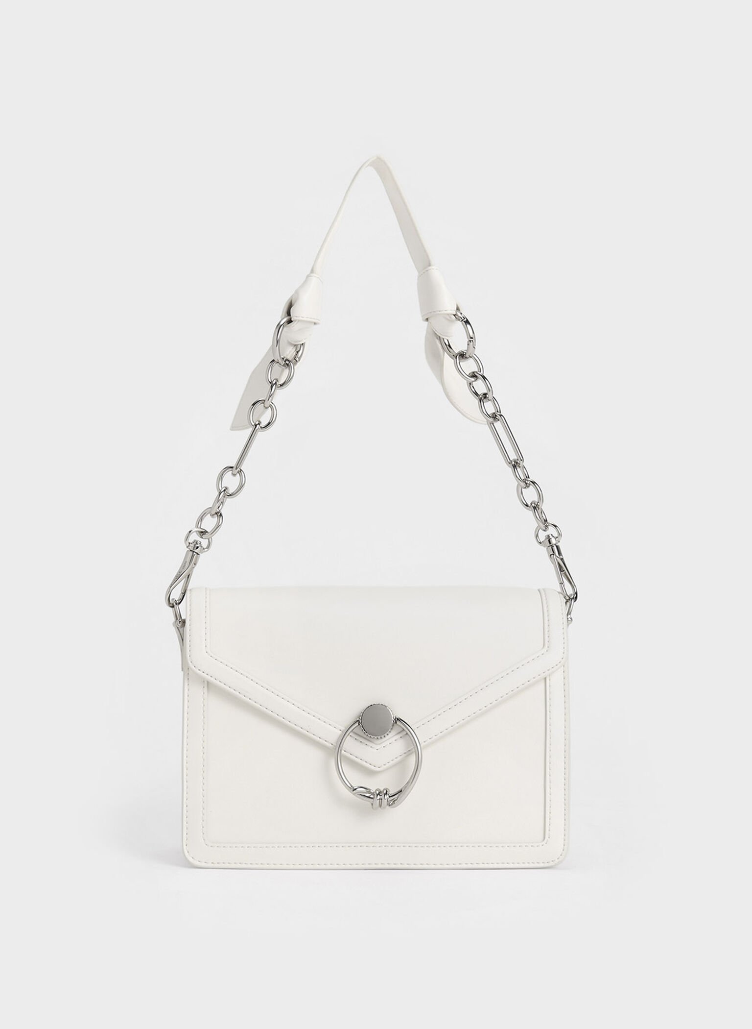 White Joelle Envelope Shoulder Bag - CHARLES & KEITH AU