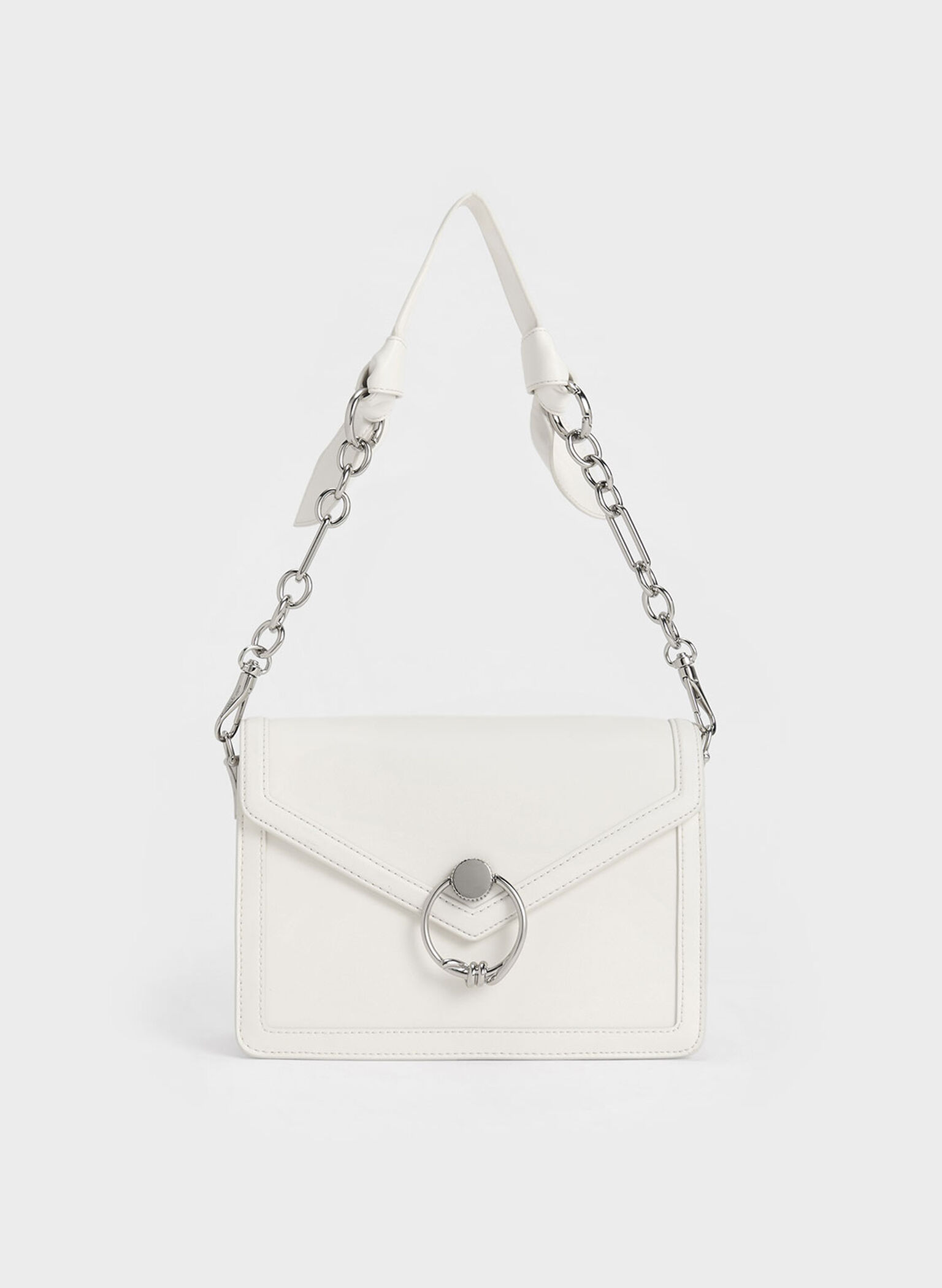 White Joelle Envelope Shoulder Bag - CHARLES & KEITH AU