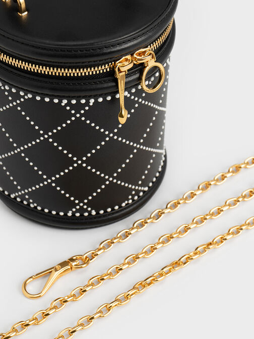 Marietta Bead-Embellished Bucket Bag, Black, hi-res