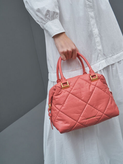 Paffuto Quilted Tote Bag, Coral, hi-res