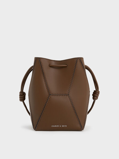 Nasrin Panelled Bucket Bag, Dark Brown, hi-res