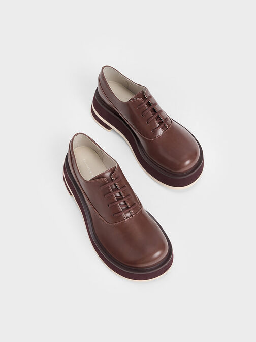 Striped Platform Oxfords, Maroon, hi-res