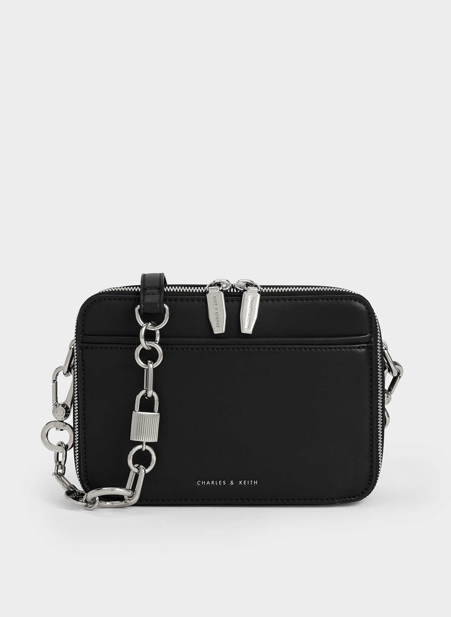 Bolso Lock & Key con asa de cadena, Noir, hi-res