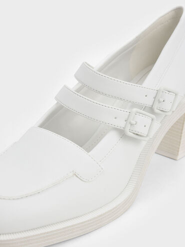 Haisley Double-Strap Mary Jane Pumps, White, hi-res