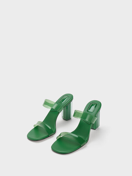 Fia Geometric Heel Mules, Green, hi-res