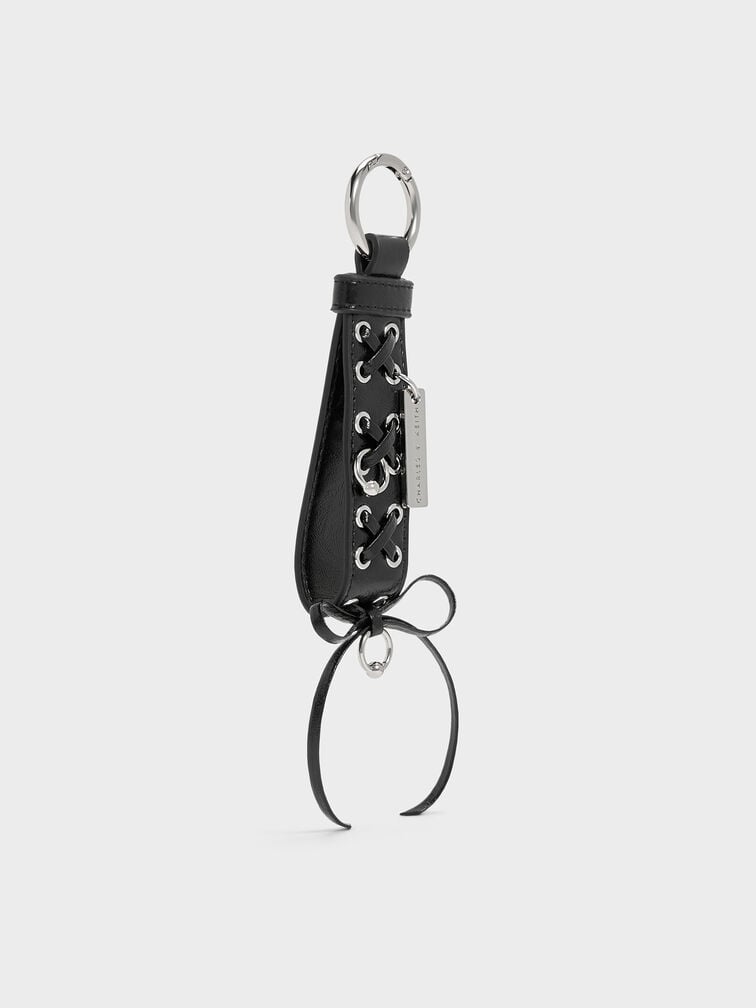 Breloque sac à lacets et œillets, Noir, hi-res