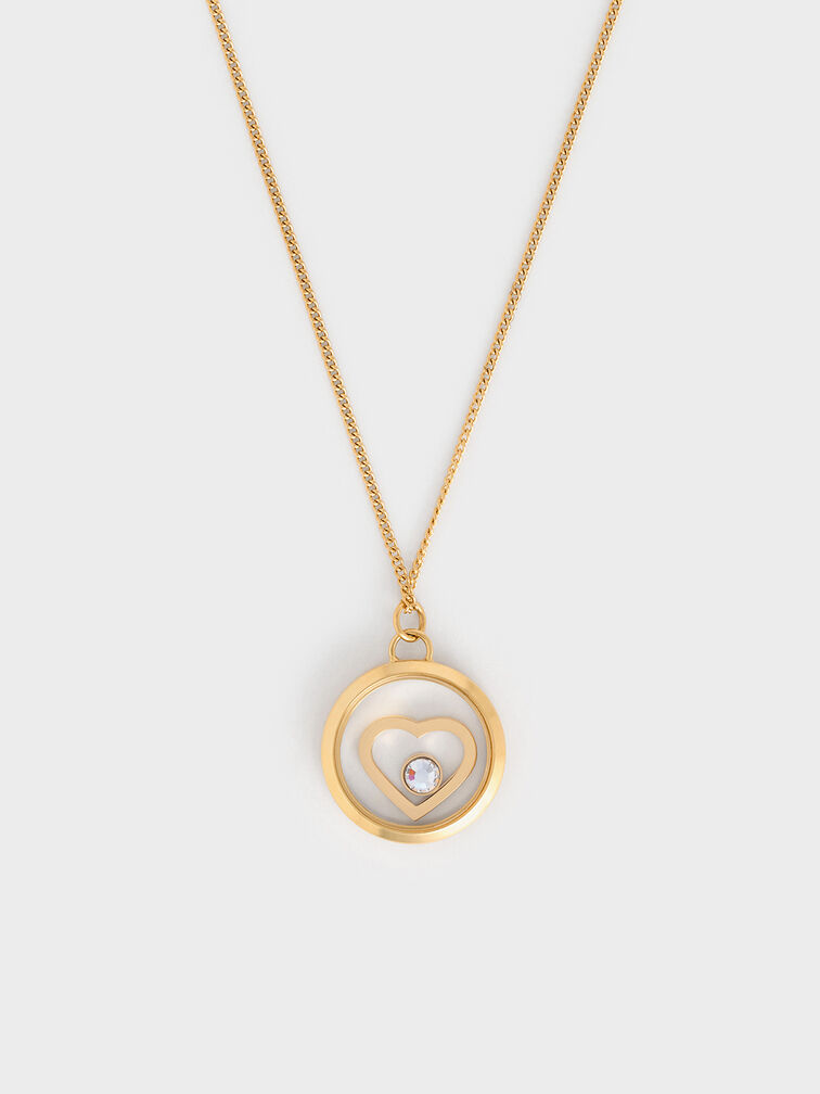 Malorie Crystal Heart Necklace, Gold, hi-res